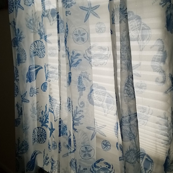 Voila Seaside Spirit Blue Sheer Voile Curtains - Picture 11 of 12
